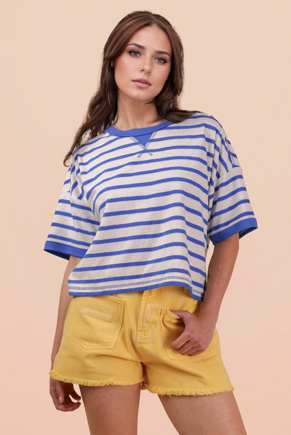 Blue Stripe Crop Top