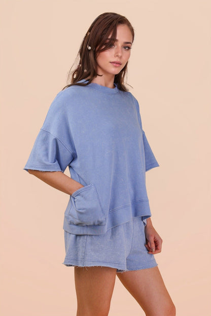 Denim • Mineral Wash Shirt/Shorts Set