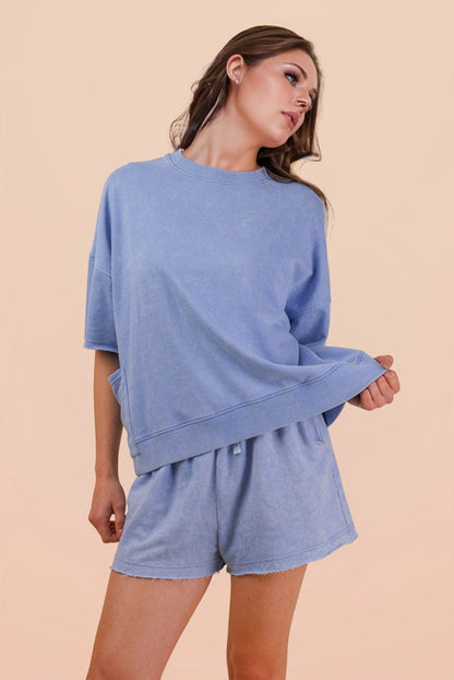 Denim • Mineral Wash Shirt/Shorts Set