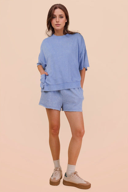 Denim • Mineral Wash Shirt/Shorts Set