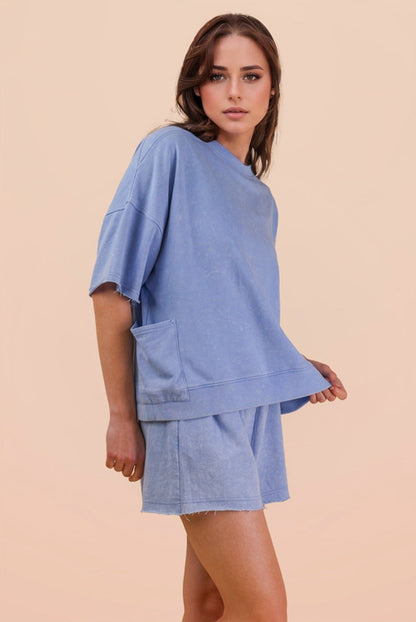 Denim • Mineral Wash Shirt/Shorts Set