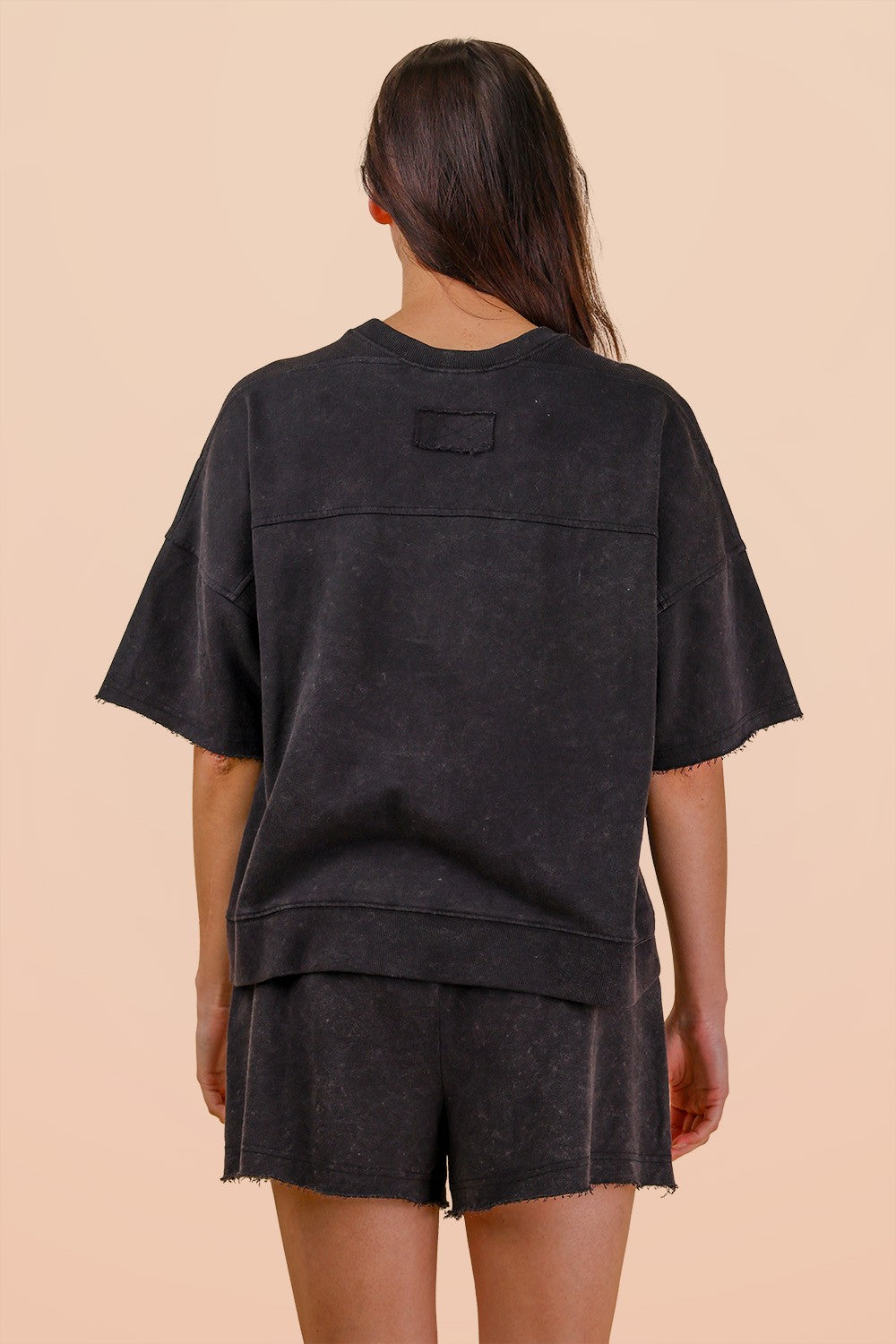 Black • Mineral Wash Shirt/Shorts Set
