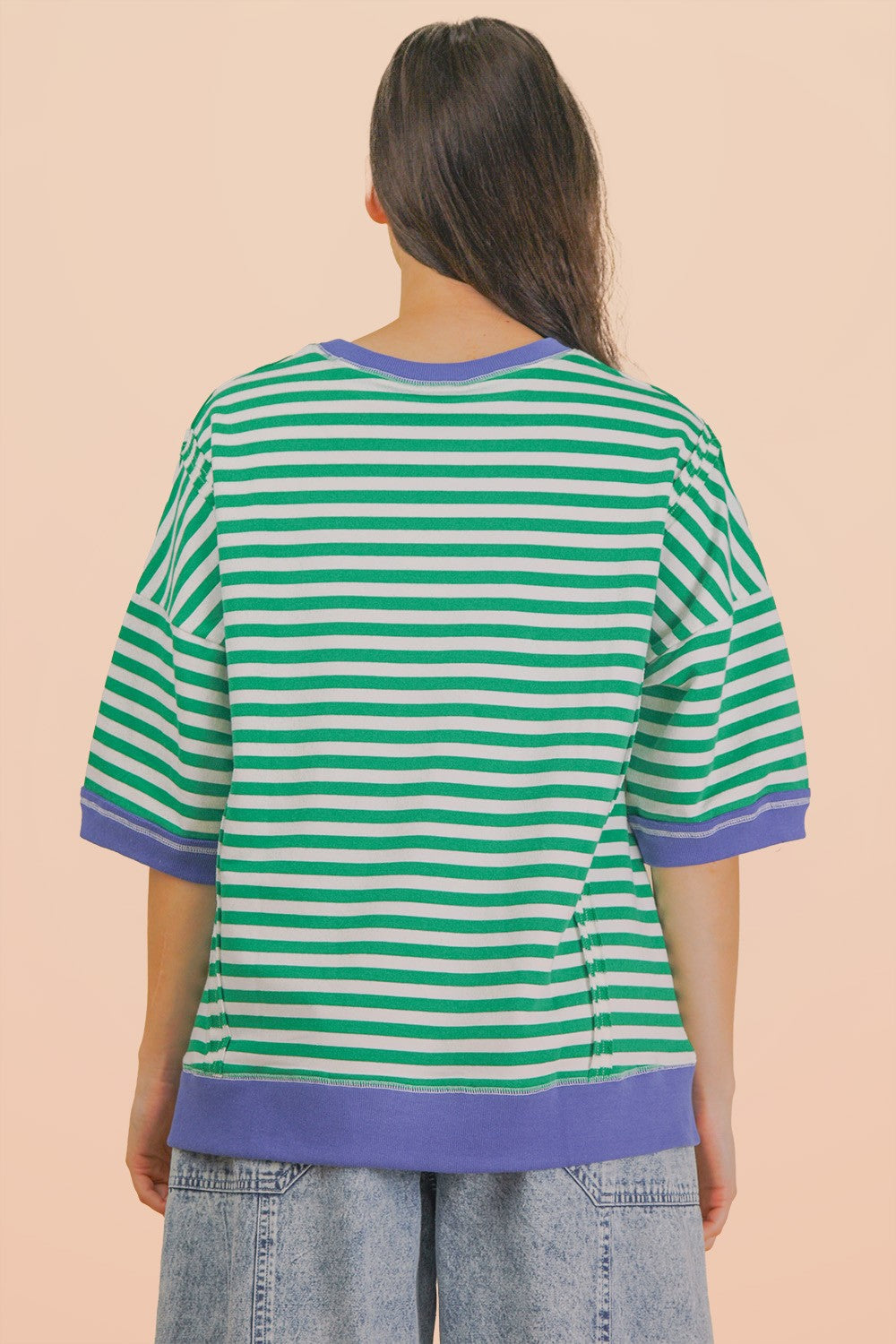 Green/Blue Oversized Stripe Top
