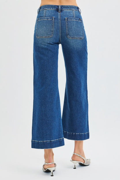 J21eleven HIgh Rise Ankle Wide Jeans With Front Patch Pocket