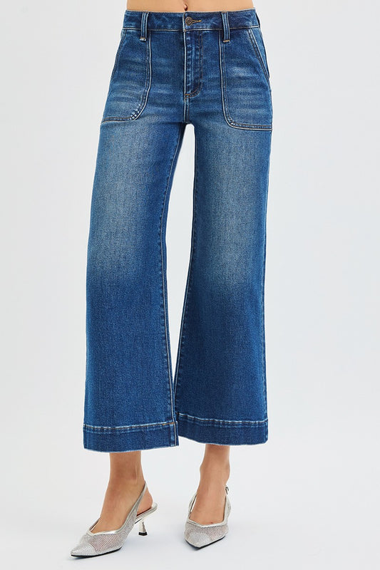 J21eleven HIgh Rise Ankle Wide Jeans With Front Patch Pocket