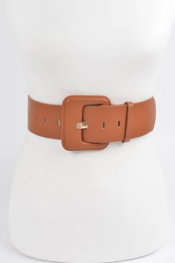 Faux Leather Wide Belt