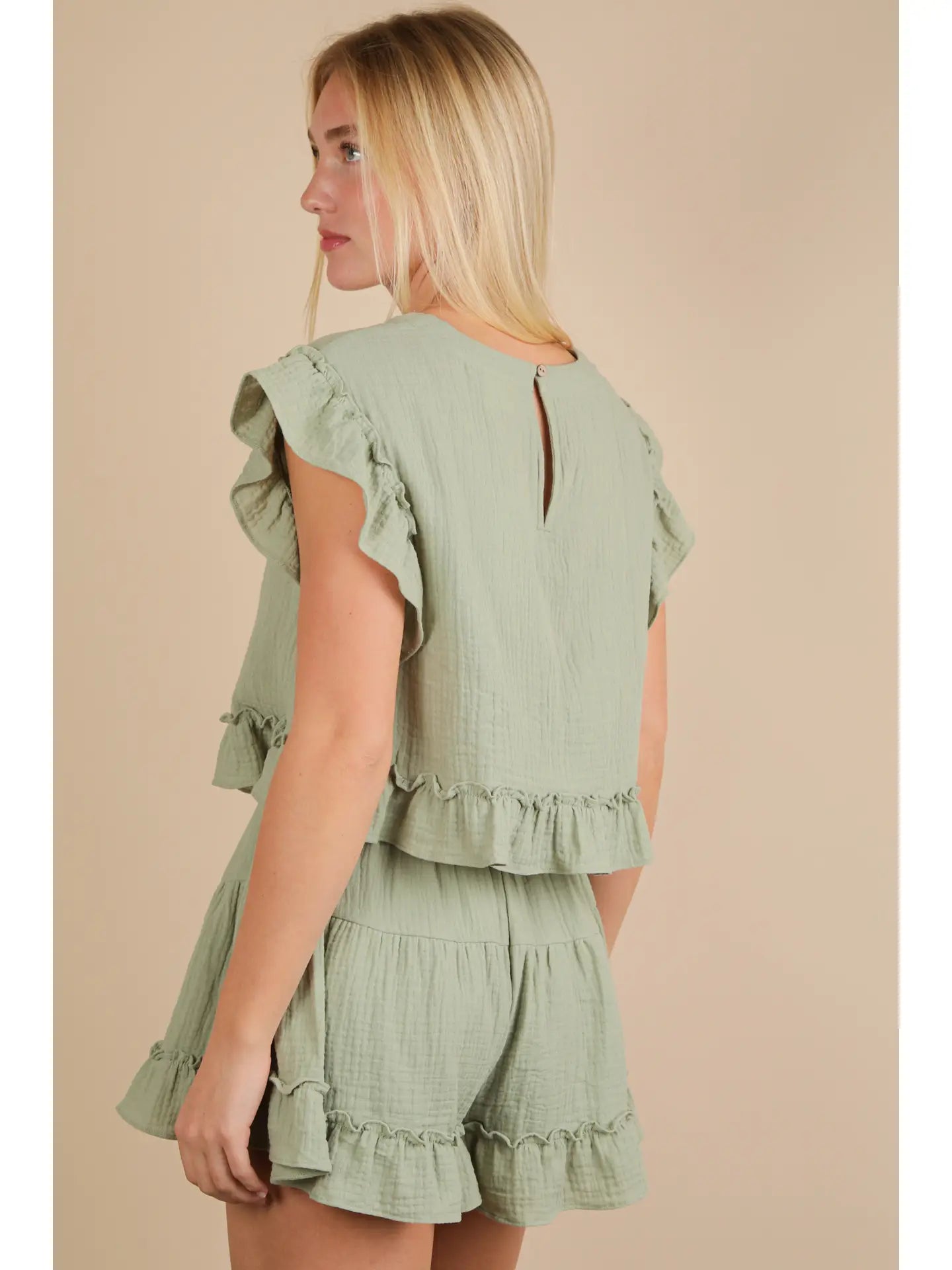 Ruffled Solid Woven Set