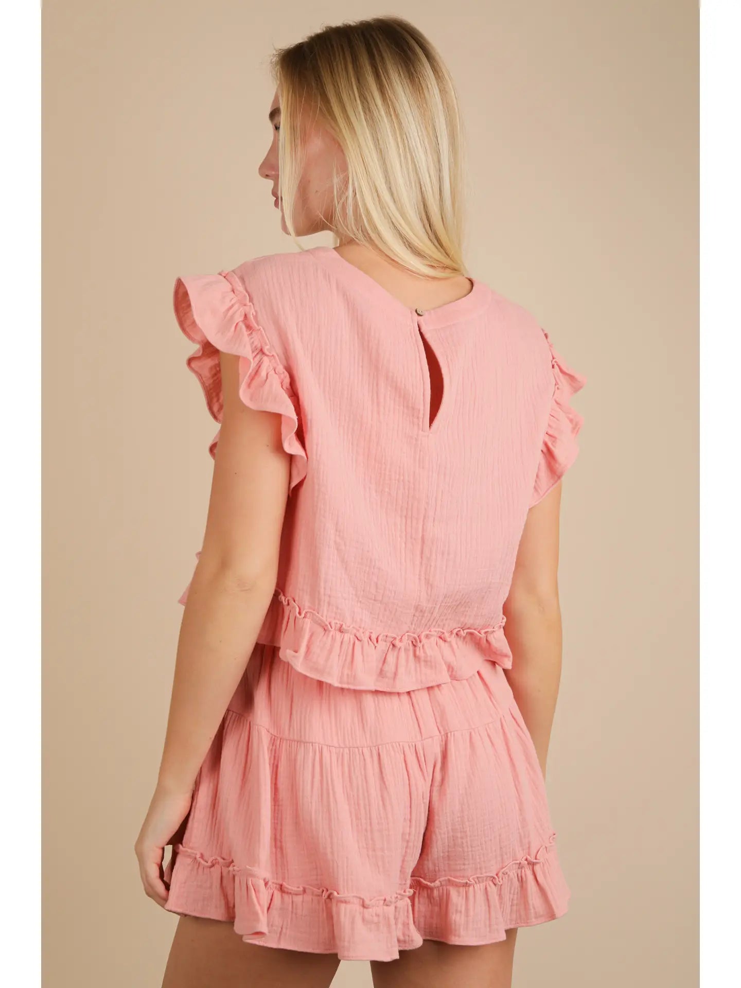 Ruffled Solid Woven Set