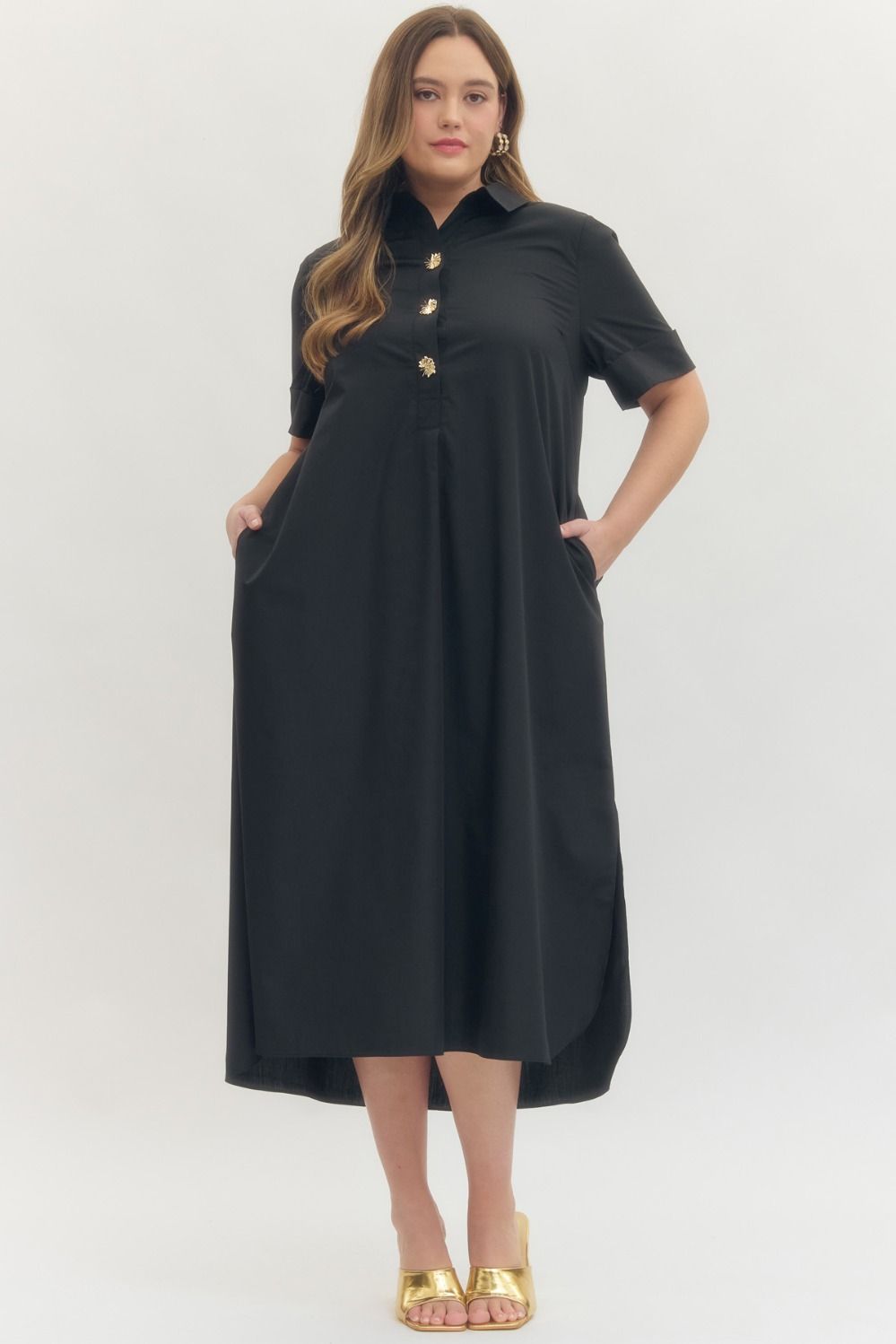 Plus Size Entro Solid Midi Dress