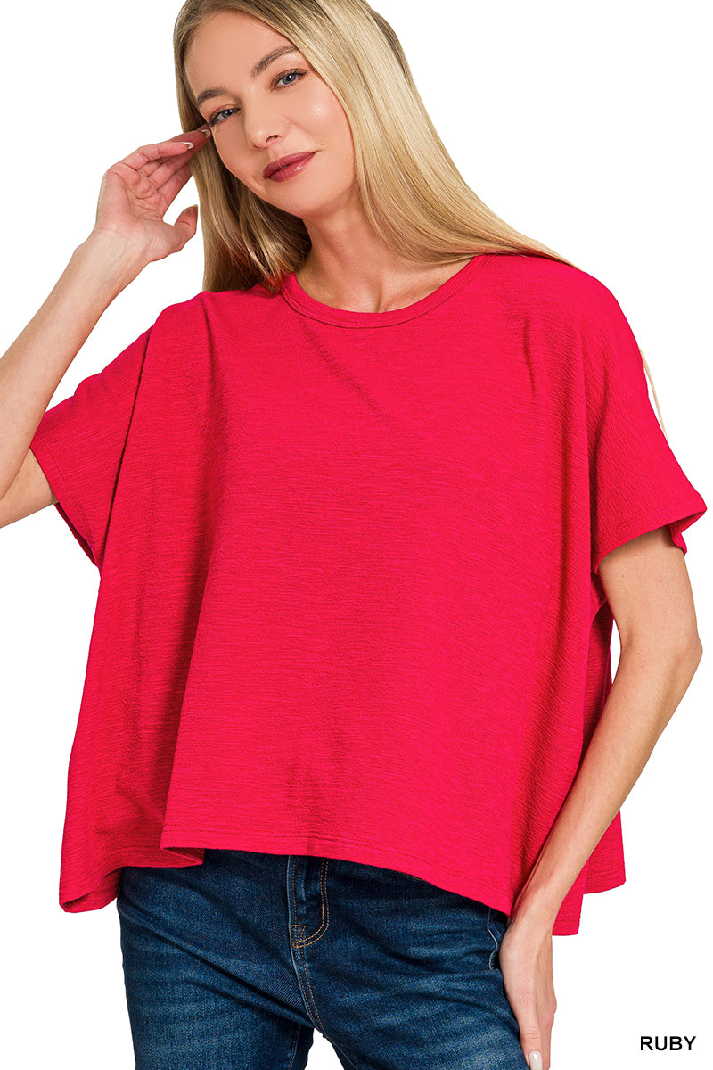 Zenana- COTTON SLUB OVERSIZE TEE