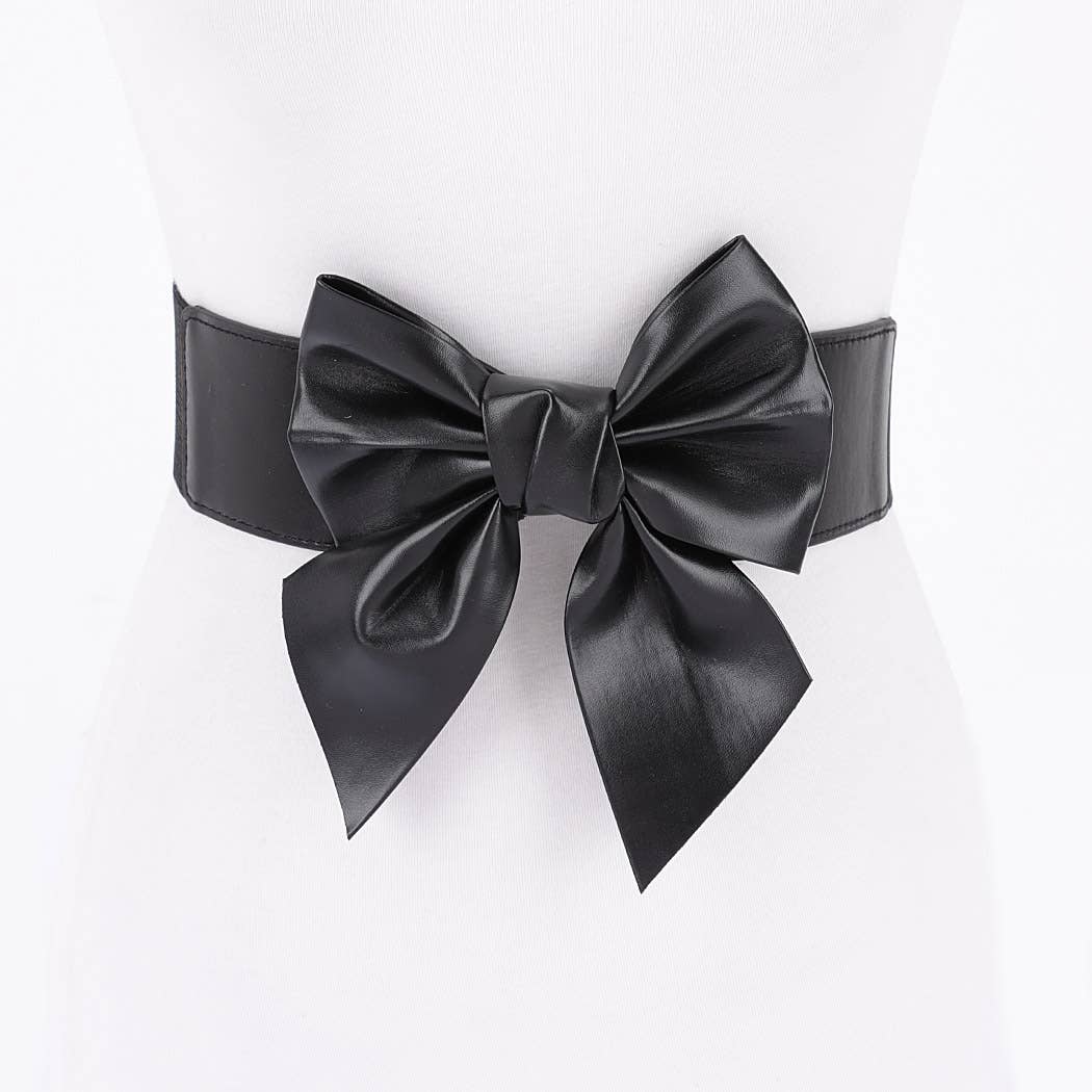 Faux Leather Ribbon Elastic Belt