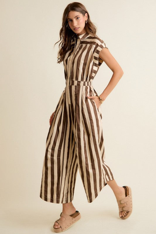 Cafe Striped Jumpsuit