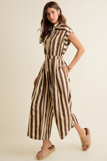 Cafe Striped Jumpsuit