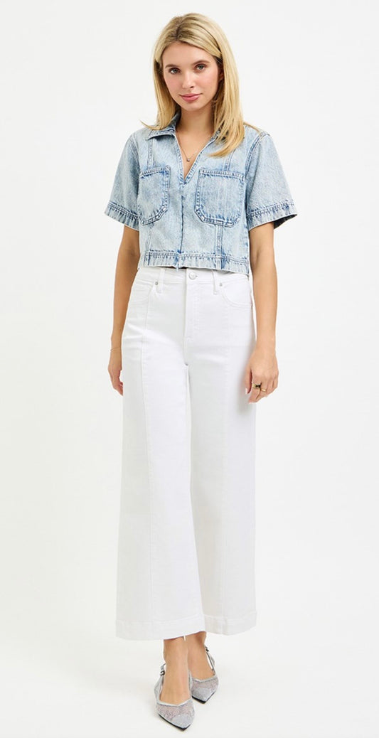 Risen- Tummy Control High Rise Crop Wide Pants