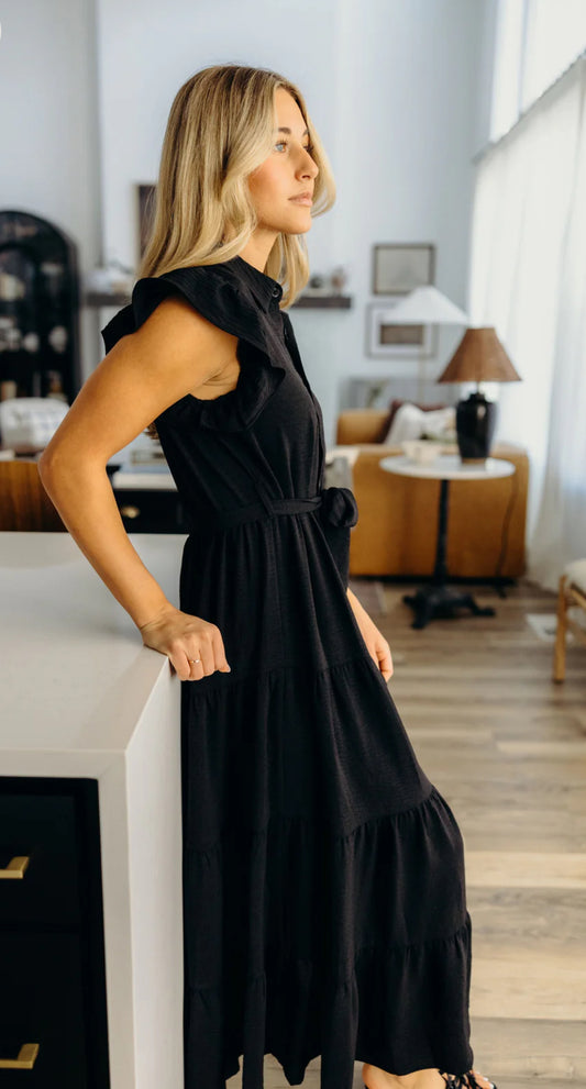 Tiered Black Maxi Dress
