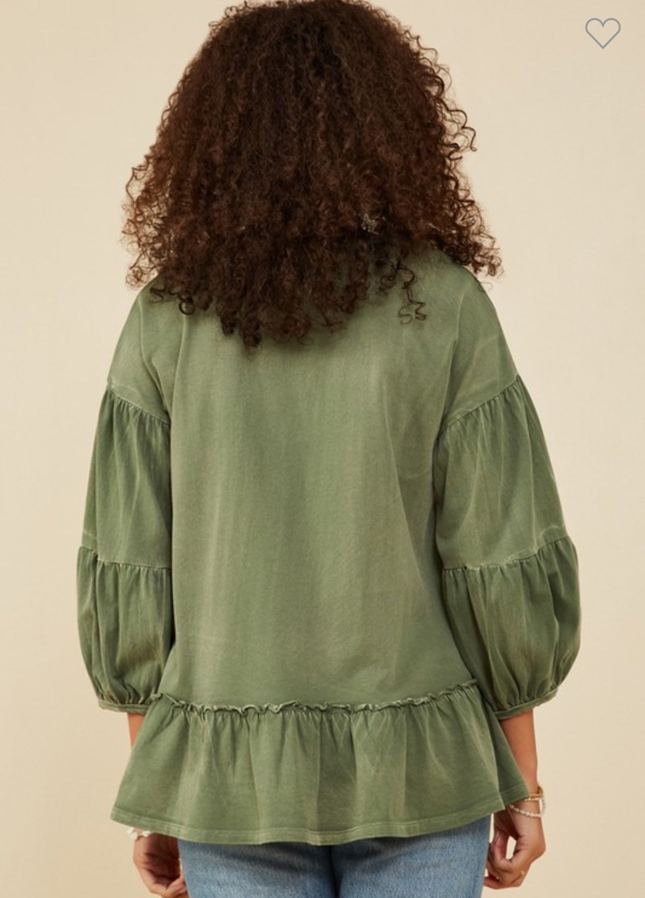 BB - Washed Puff Sleeve Ruffled Top - Talk of the Town