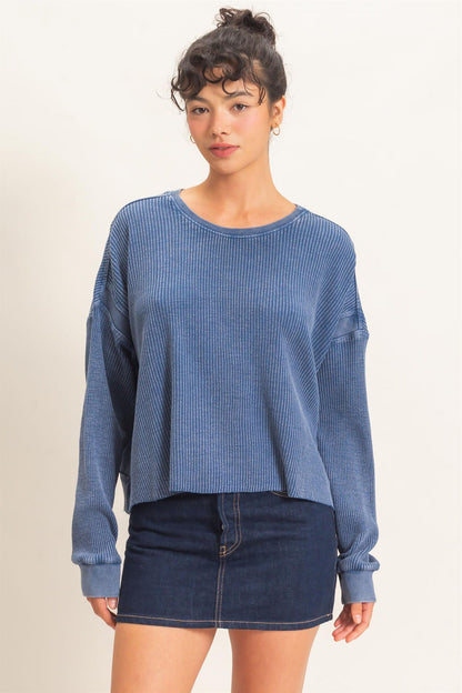 Hyfve-Mineral Wash Waffle Open Back Top