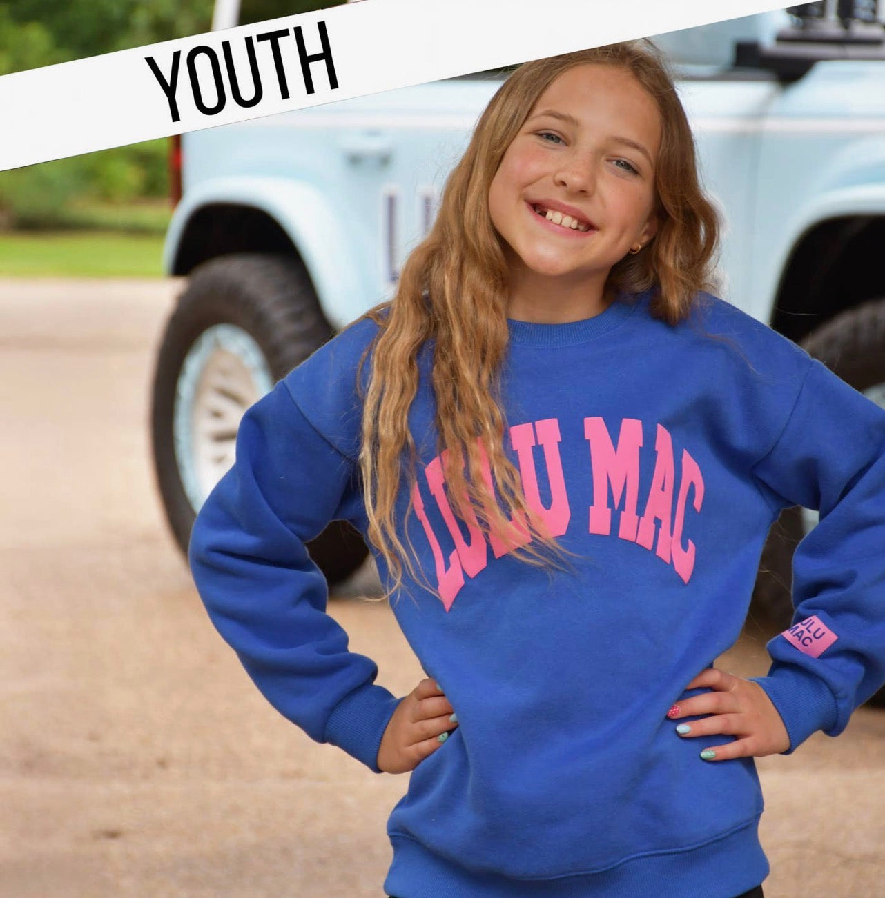 Lulu Mac Youth Royal/Pink Puff Sweatshirt