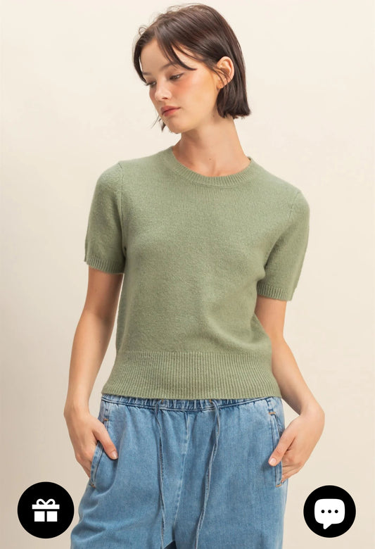 Short Sleeve Knit Sweater