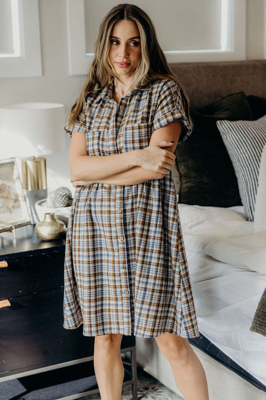 Fall Plaid Dress – Mikarose Blance Knee-Length