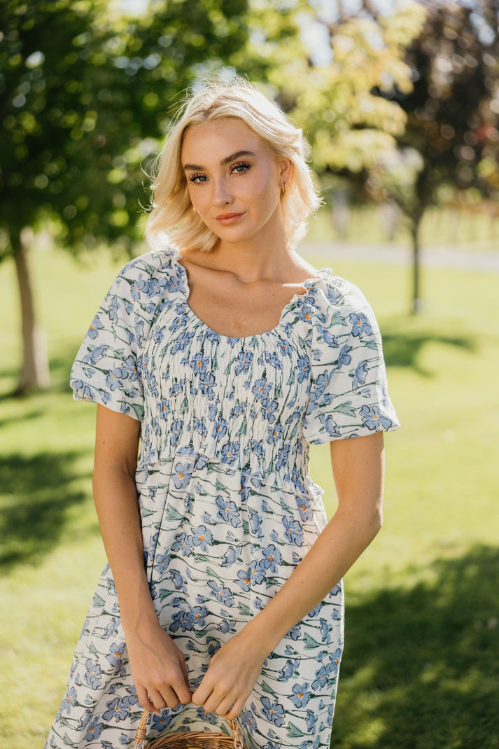 V-neck empire waist Mikarose midi dress