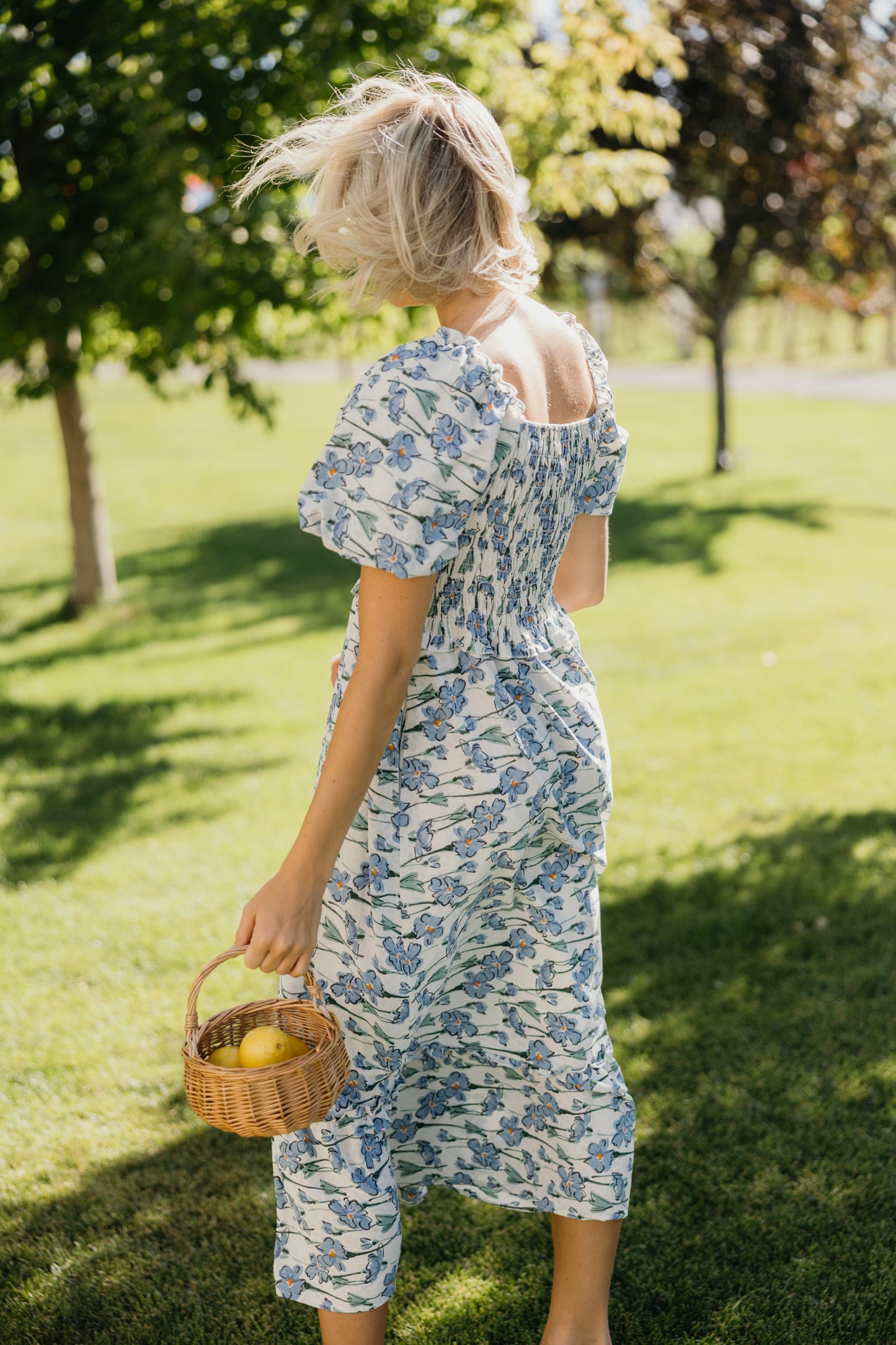 Modest mid-length empire waist dress by Mikarose