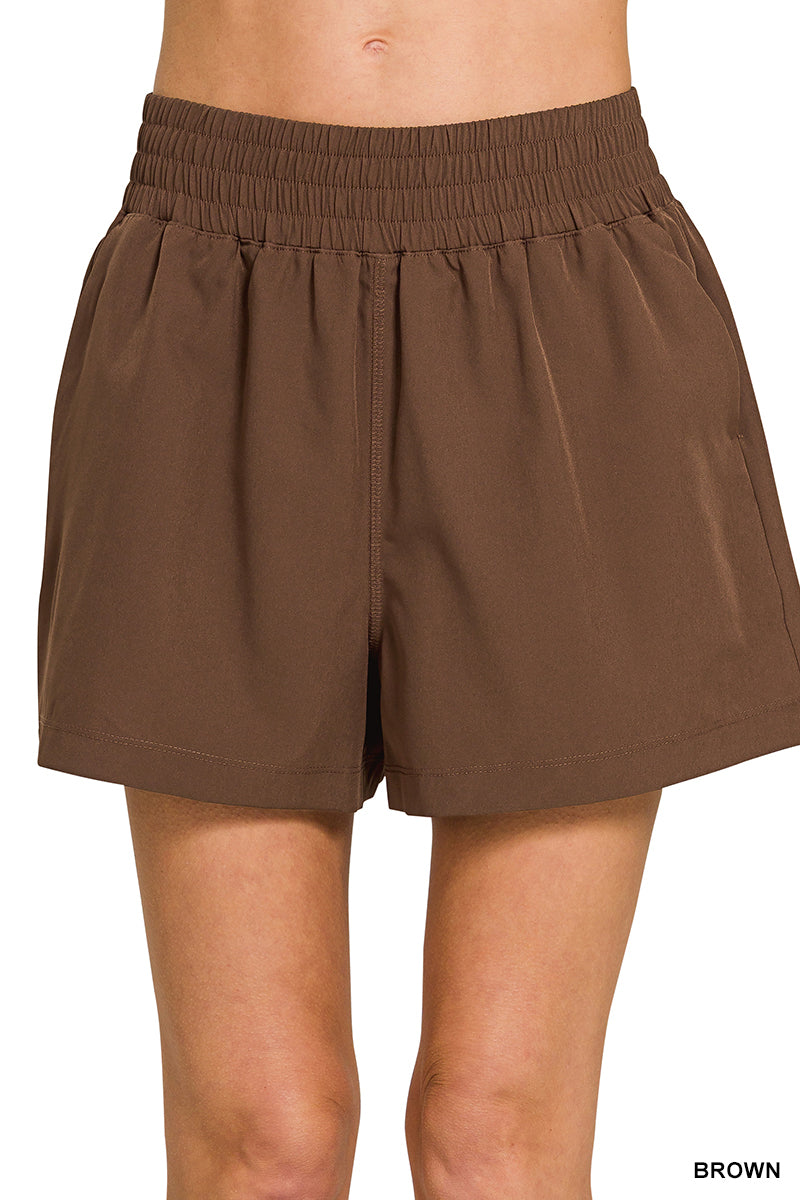 Zenana SOFT WOVEN LINED SHORTS WITH POCKET