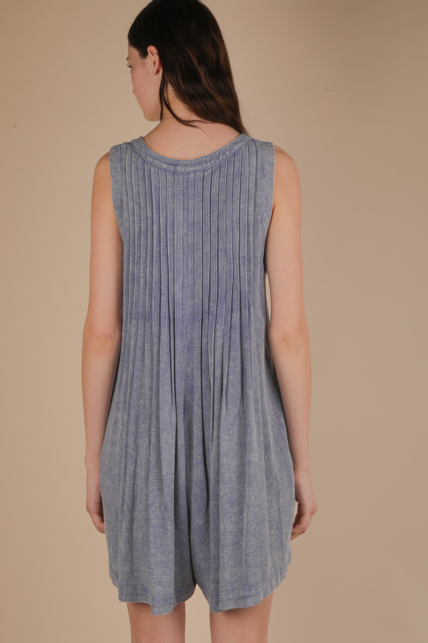 Mineral Washed Pleaded Romper
