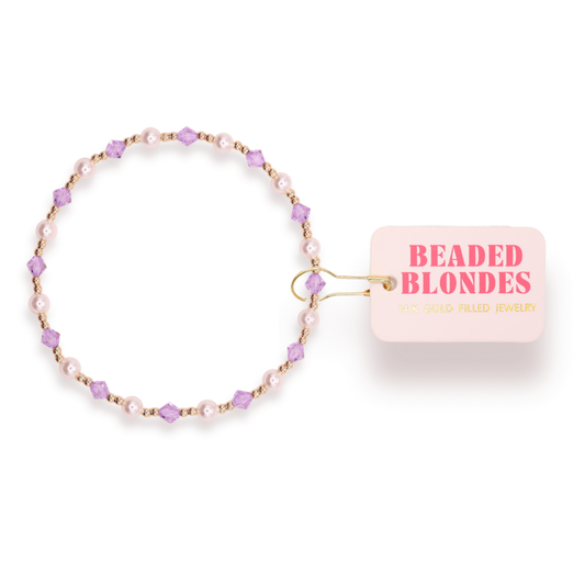 Light Purple Pearl June Bracelet: Standard 6.75 Inch | Beaded Blondes