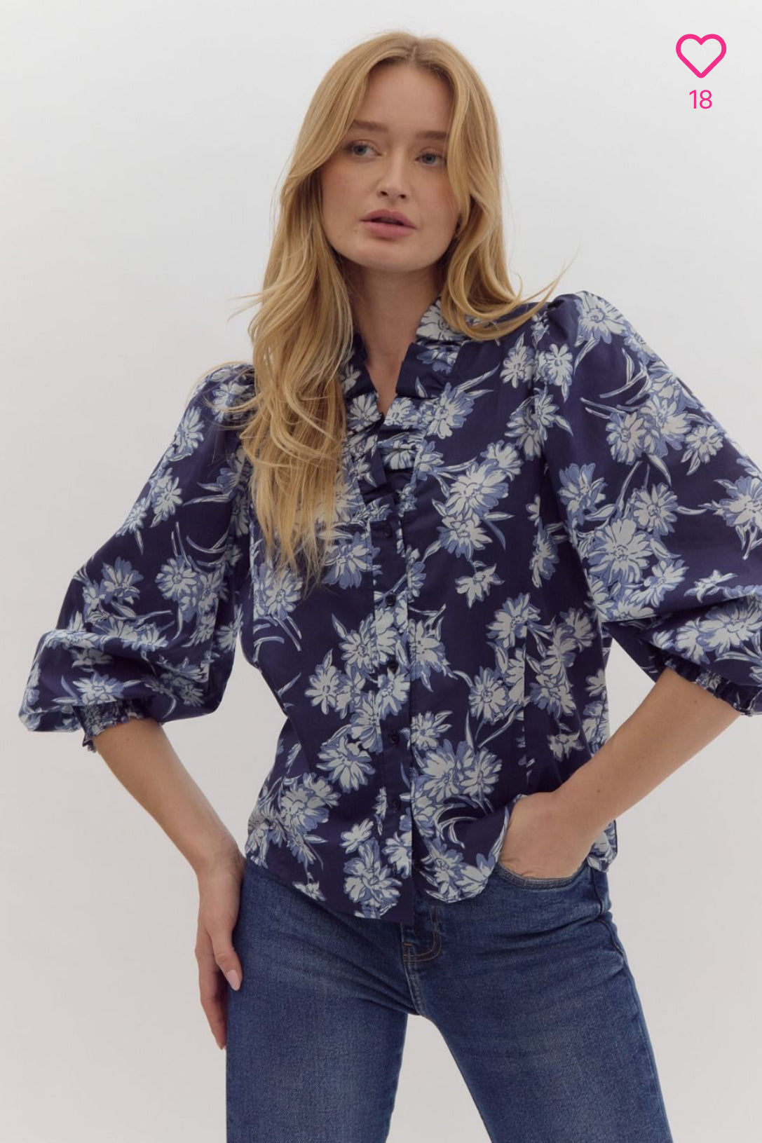 BB-Floral Ruffle Neck Top