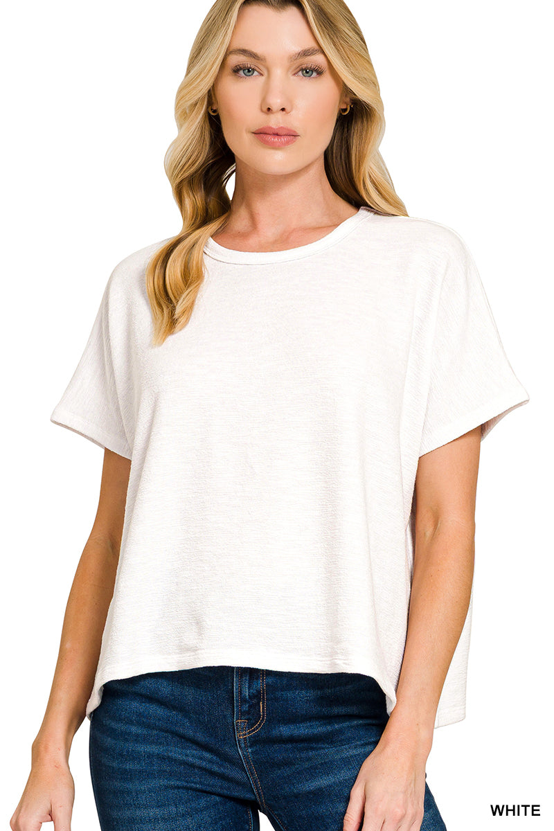 Zenana- COTTON SLUB OVERSIZE TEE