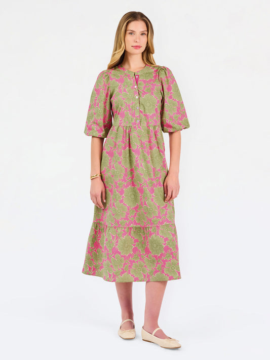 Mary Square-Riley Midi Dress | Garden District Green