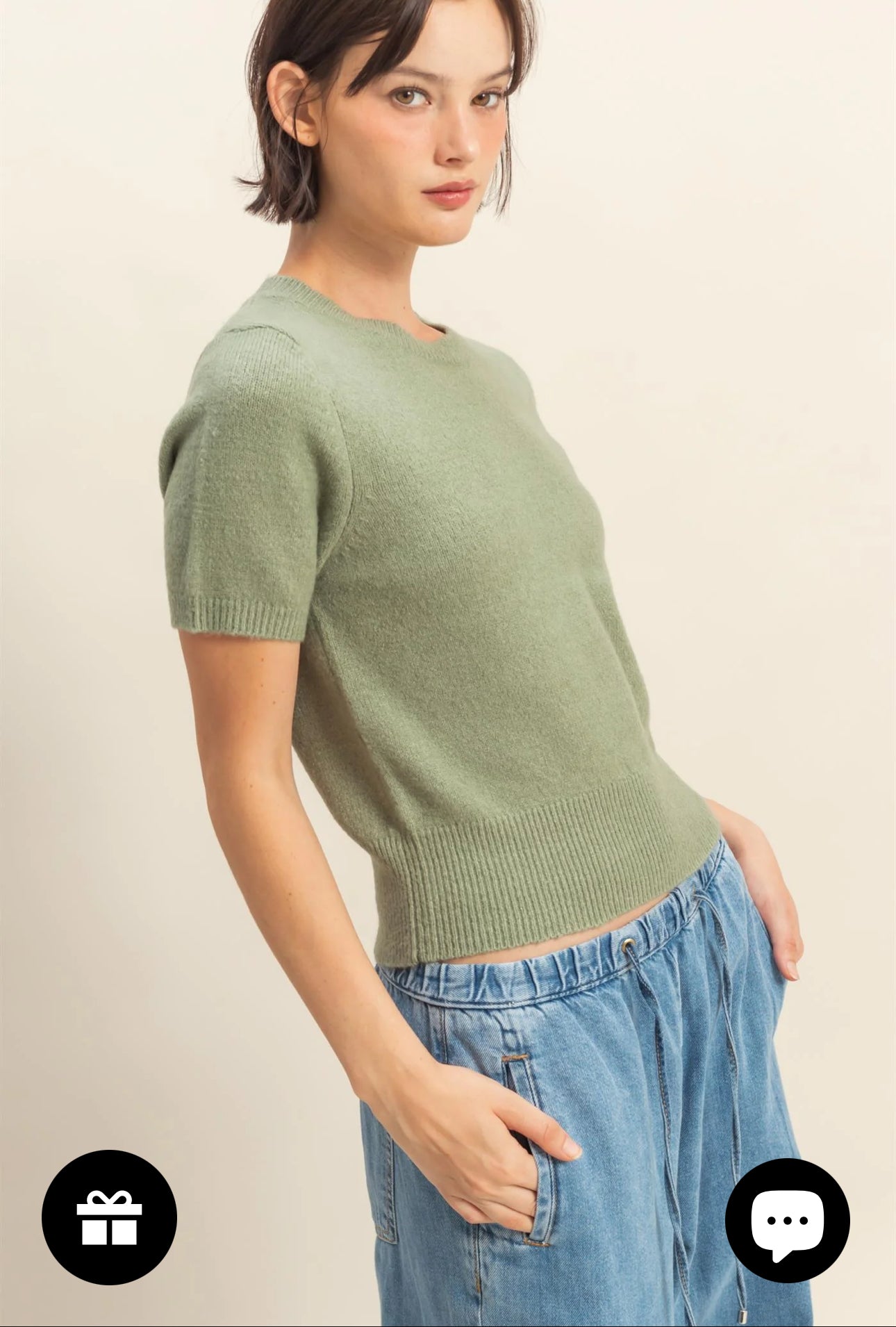 Short Sleeve Knit Sweater