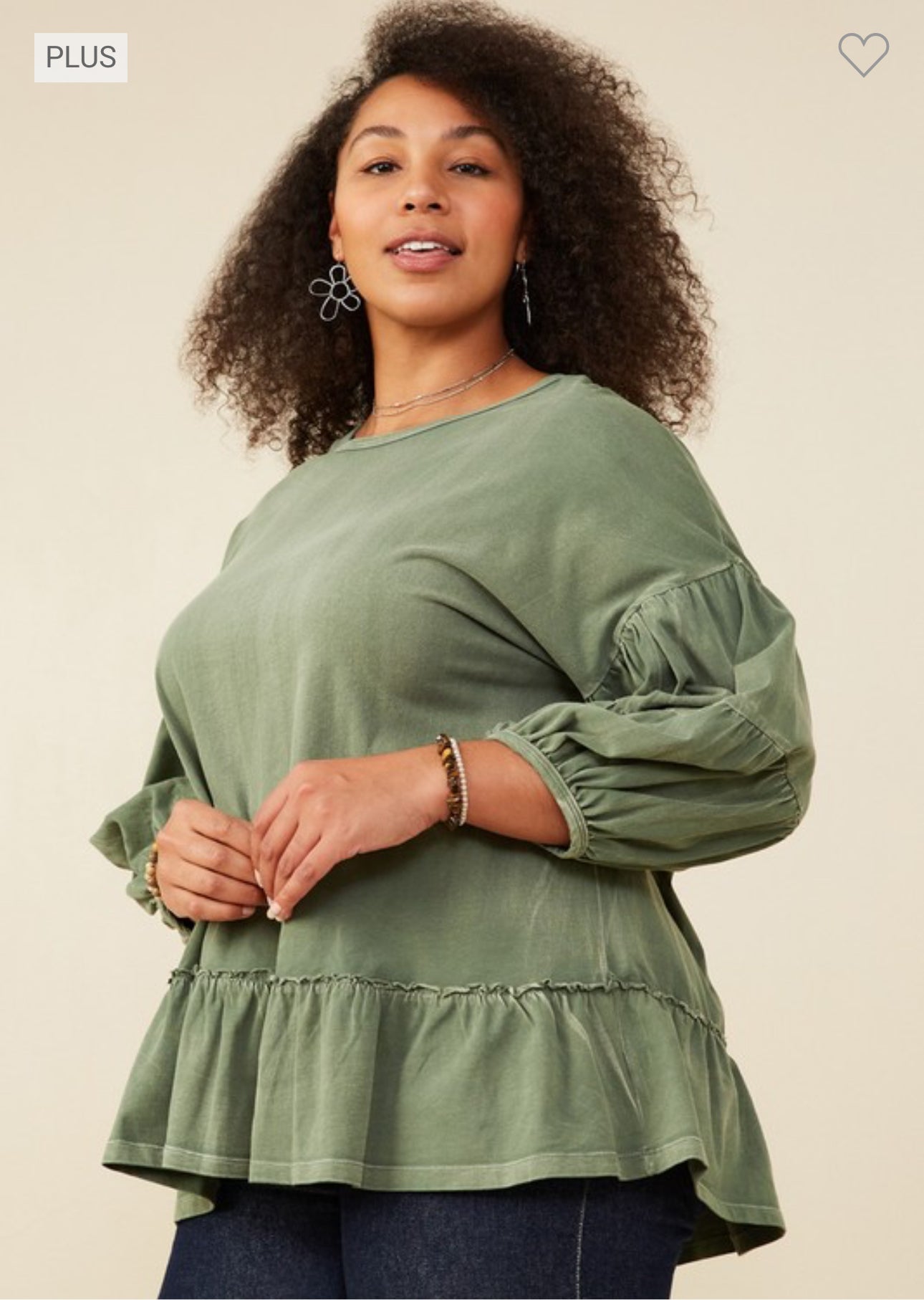 BB - Washed Puff Sleeve Ruffled Top - Talk of the Town