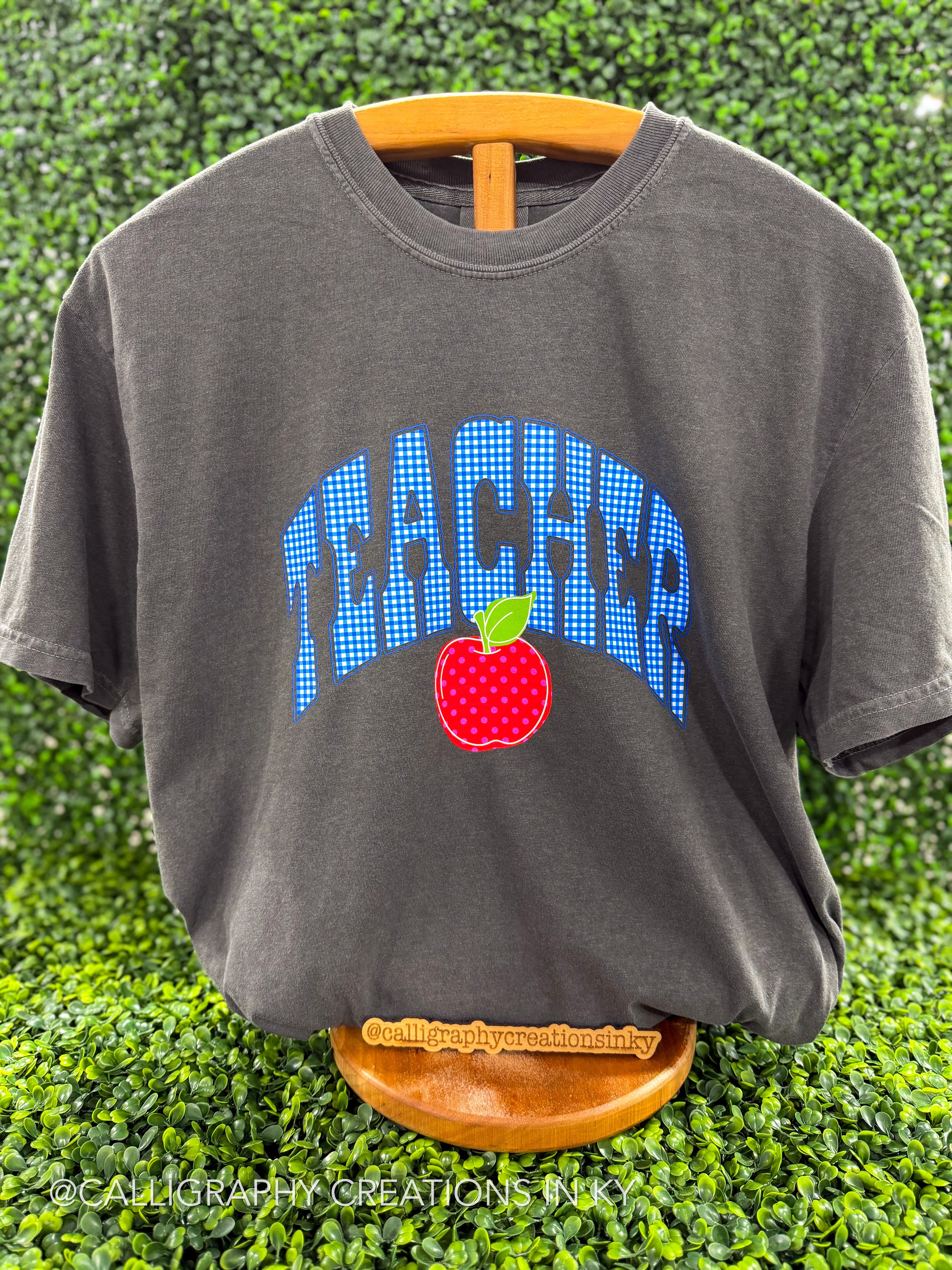 Teacher Gingham CC Tee
