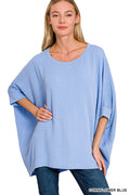 Zenana-RAISED RIB BAT SLEEVE TOP