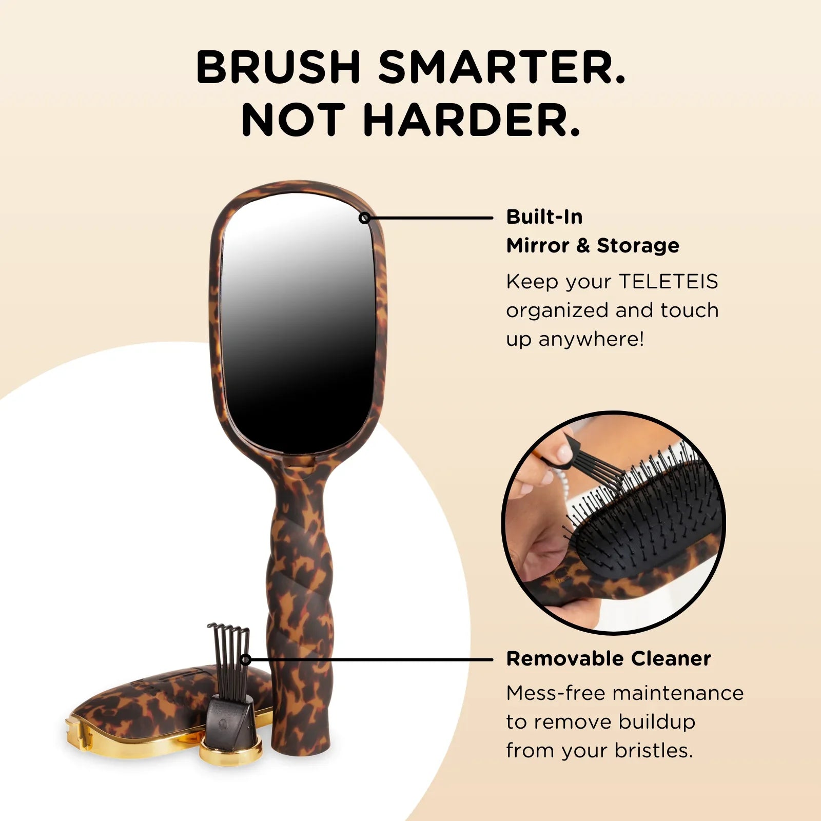 TELETIES Detangler Hair Brush for Thick Hair – Tortoise