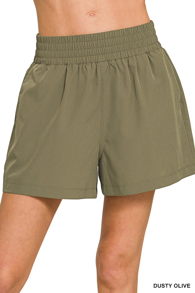 Zenana SOFT WOVEN LINED SHORTS WITH POCKET