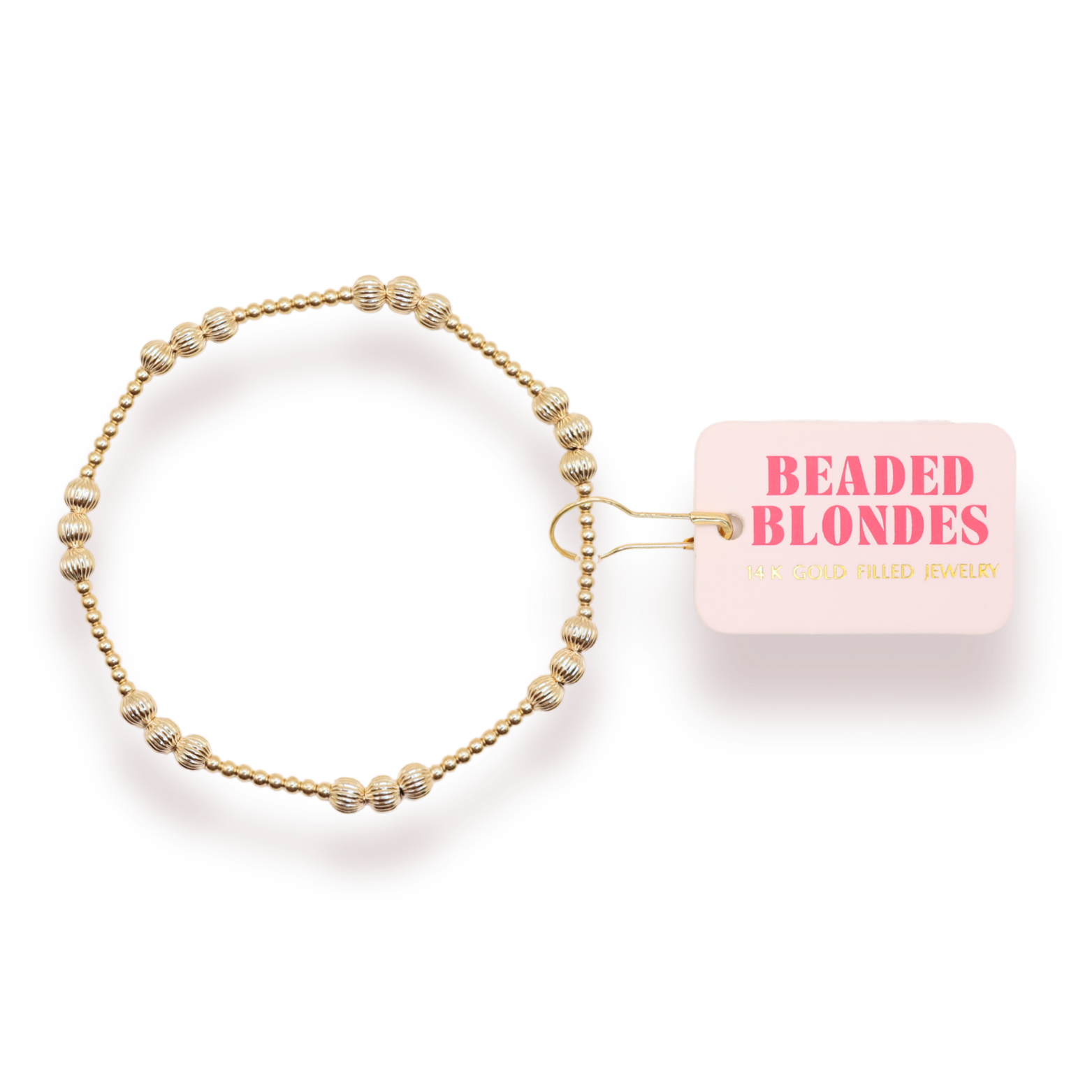 ILY Gold Fluted Bracelet: Standard 6.75 inch | Beaded Blondes