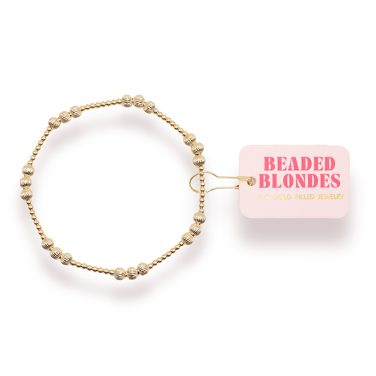 ILY Gold Fluted Bracelet: Standard 6.75 inch | Beaded Blondes