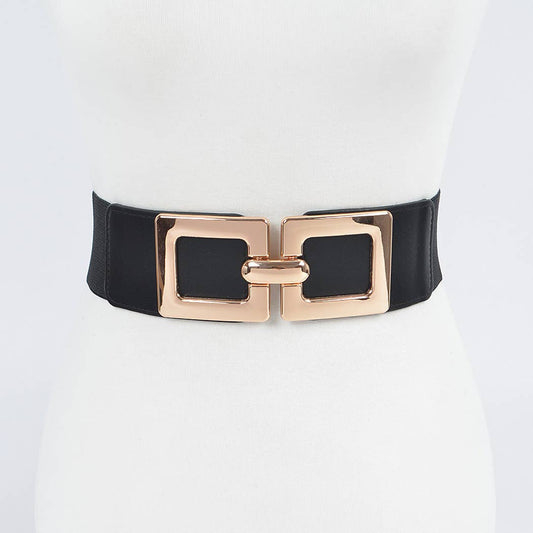 Two Square Buckle Elastic Plus Size Belt