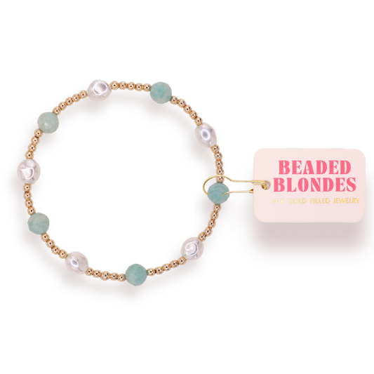 Turquoise Maggie Gemstone Bracelet: Standard 6.75 inch | Beaded Blondes