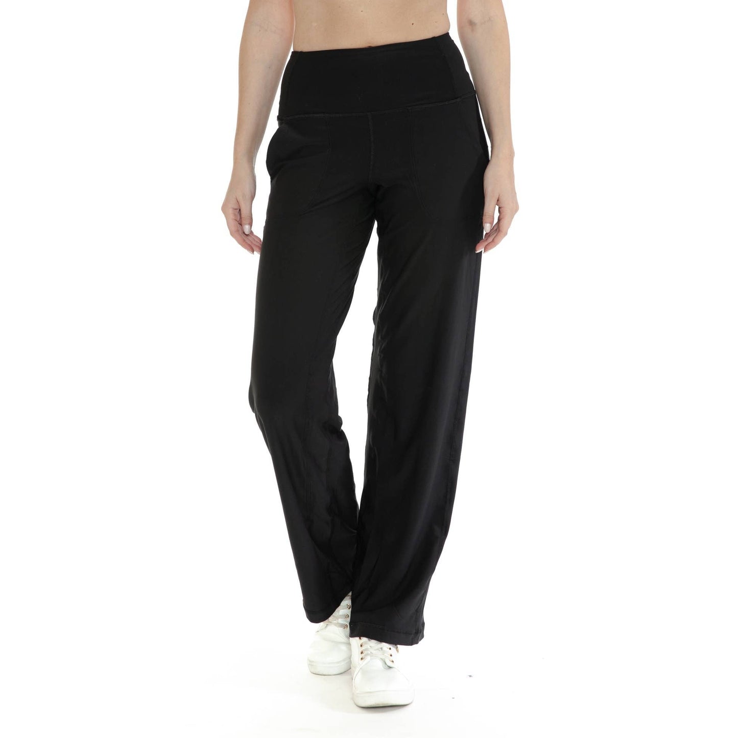 BB-Wide Leg Activewear Pants: Black