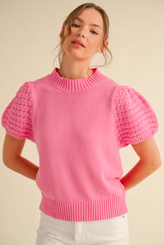 Pink Puff Sleeve Top