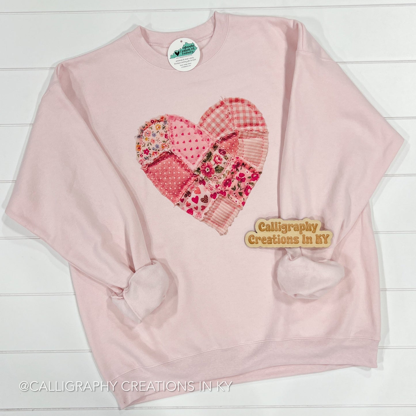 Faux Patchwork Heart Sweatshirt