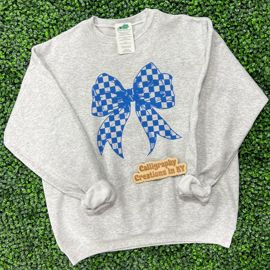 Blue/White Bow Sweatshirt