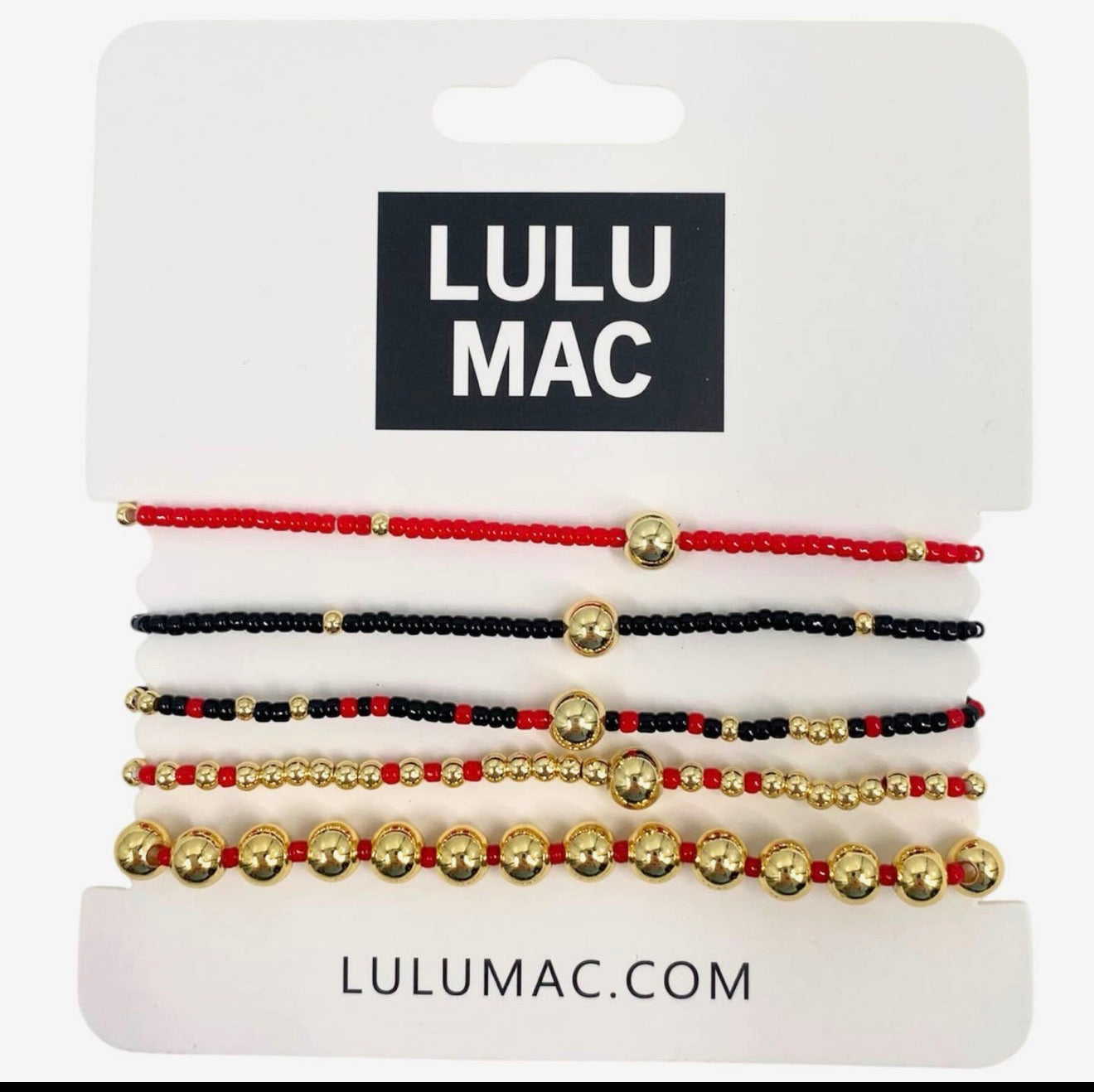 Lulu Mac Red & Black Bracelet Set