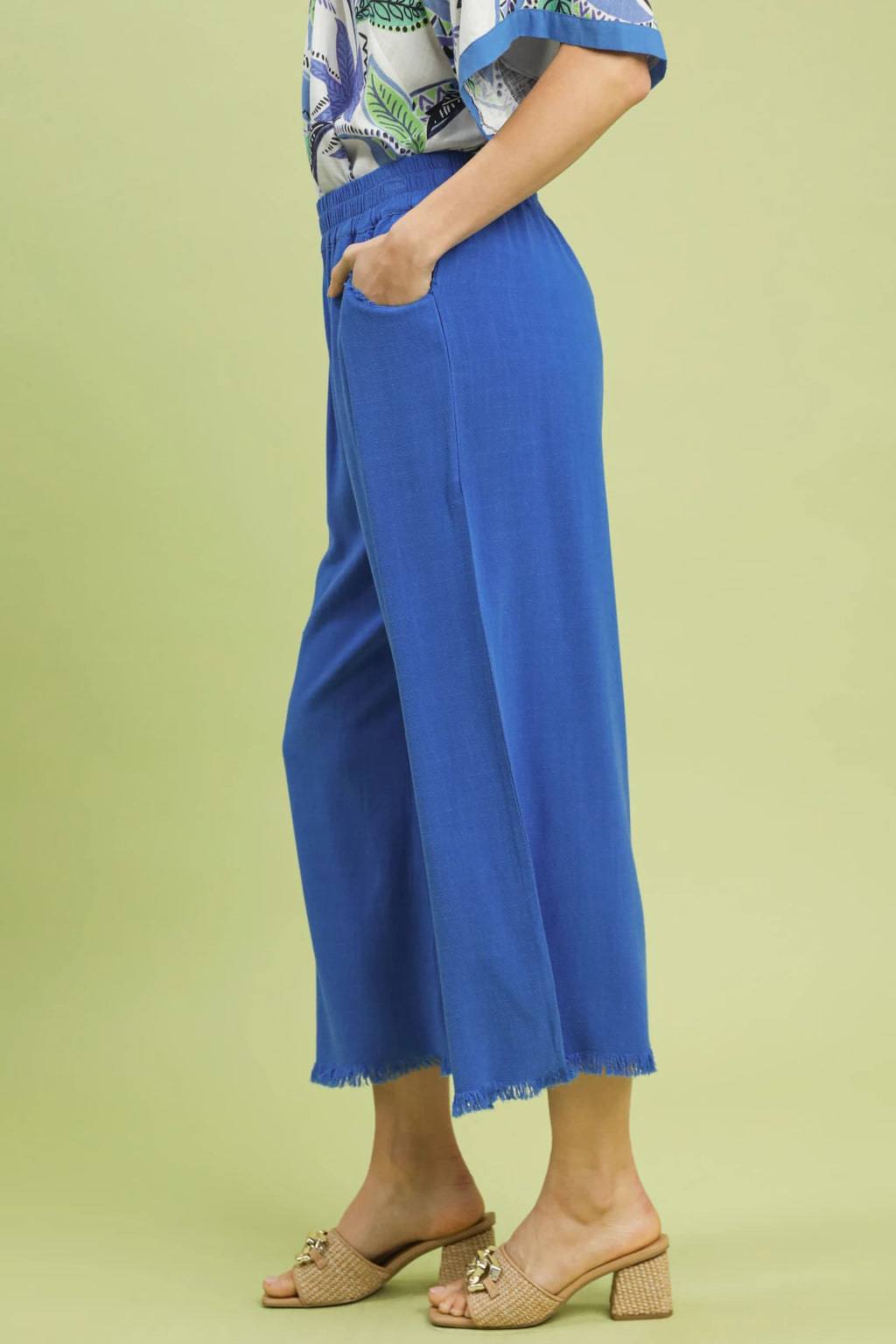 Umgee Frayed Hem Wide Leg Pants