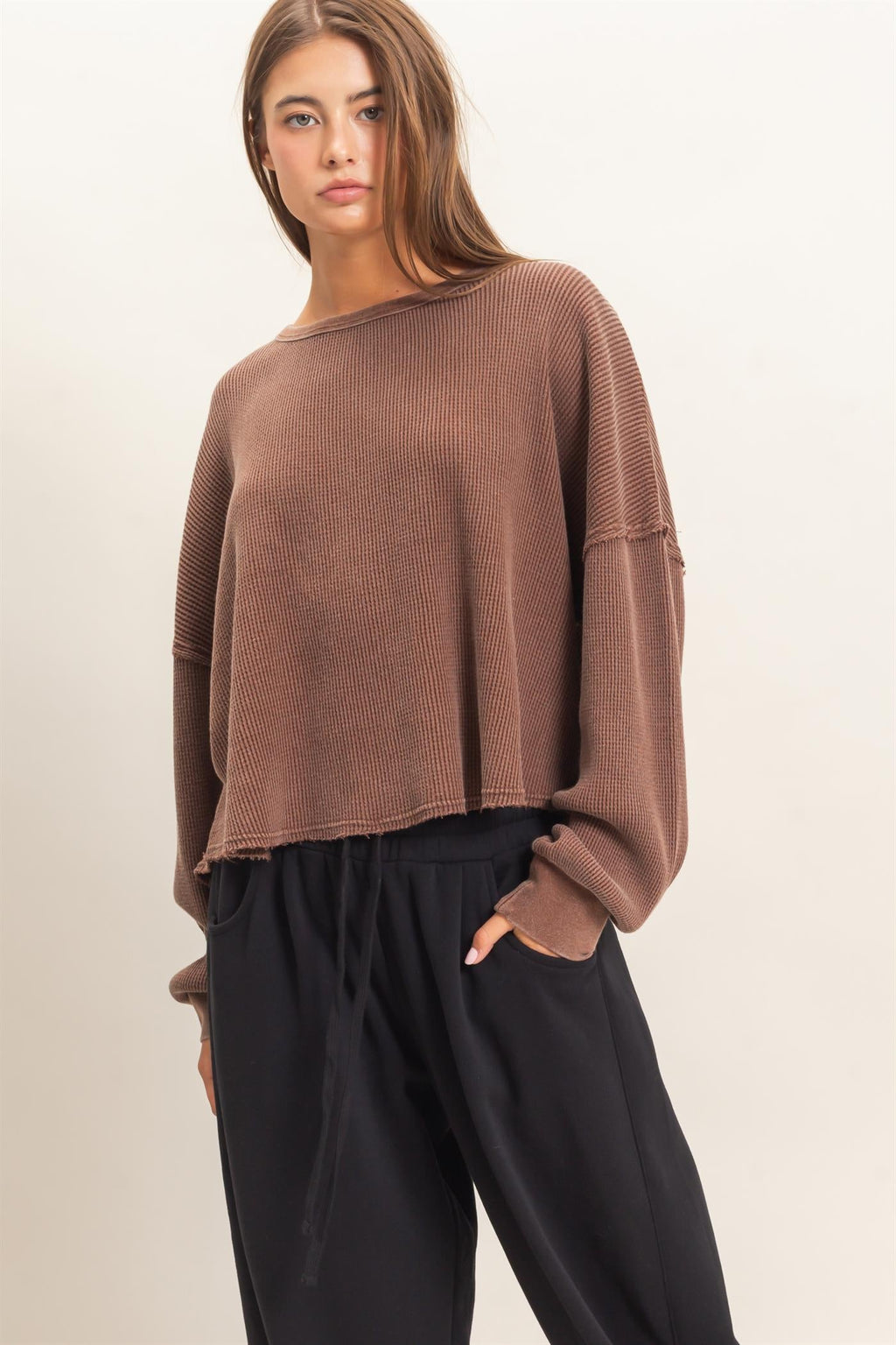 DZ-Mineral Wash Waffle Oversized Top