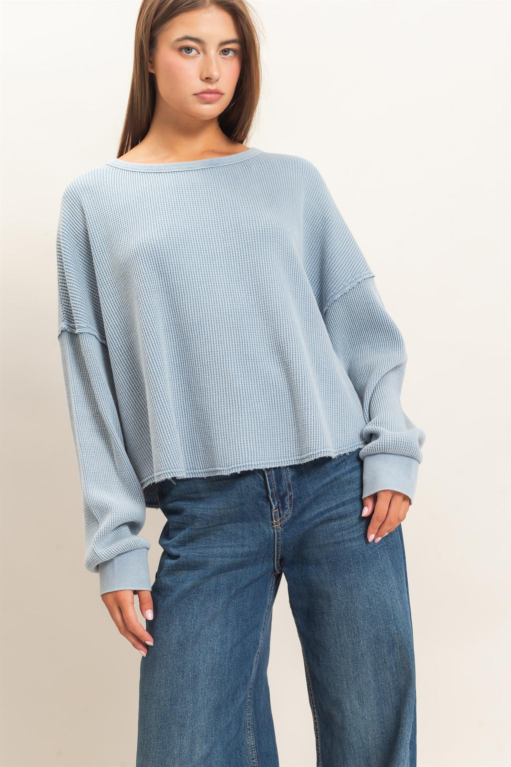 DZ-Mineral Wash Waffle Oversized Top
